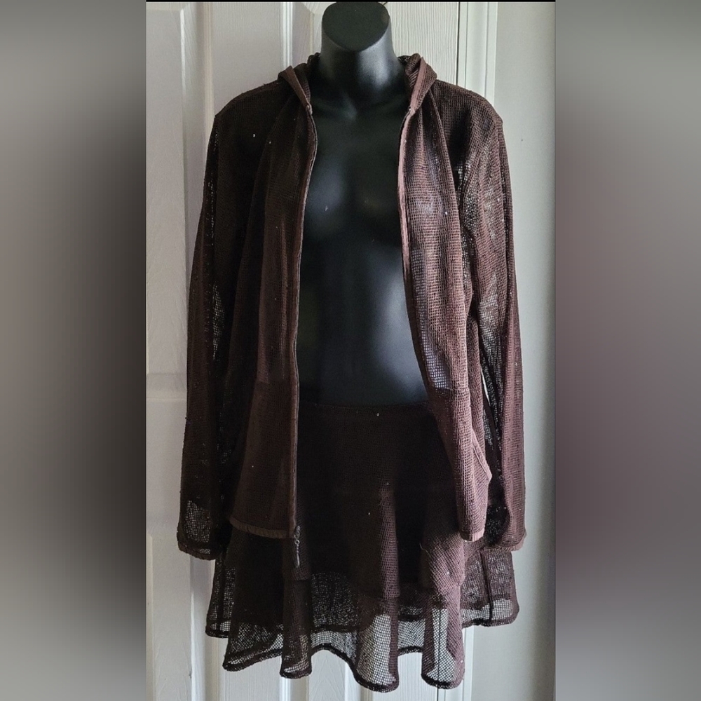 Pacific Cove women's swim coverup brown mesh sequins size M